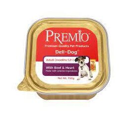 שימור פטה בקר ולבבות 150 גרם לכלבים פרמיו / PREMIO