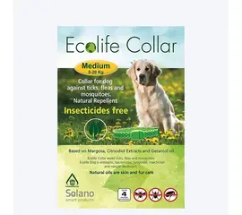 Ecolife קולר טבעי נגד פרעושים וקרציות לכלבים בינוניים – מידה M