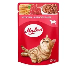 מיי לאב פאוץ' לחתולים בטעם עגל – 100 גרם | My Love Veal