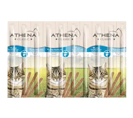 חטיף אתנה לחתול בטעם סלמון ופורל 10 מקלות בחבילה