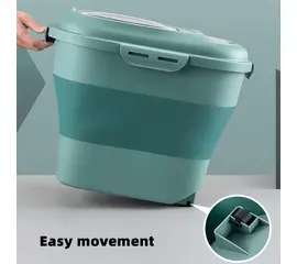 מיכל אחסון אטום למזון לכלבים מתקפל כ-12 ק''ג ירוק