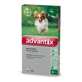 אמפולות פרעושים, קרציות ויתושים לכלב במשקל עד 4 ק"ג אדוונטיקס / ADVANTIX