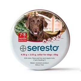 קולר לכלב מעל 8 ק"ג נגד פרעושים וקרציות  - סרסטו / SERESTO