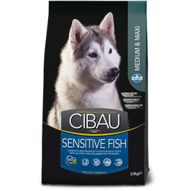 מזון יבש בוגרים גזע בינוני וגדול דגים 2.5 ק"ג לכלבים - סיבאו / CIBAU