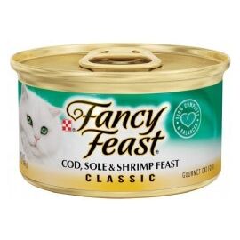 שימור מעדן פטה דג קוד, סול ושרימפס 85 גרם לחתולים - פנסי פיסט / FANCY FEAST