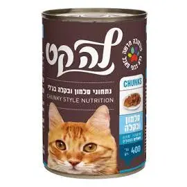 שימור נתחוני סלמון ובקלה בג'לי 400 גרם לחתולים לה קט / LA CAT
