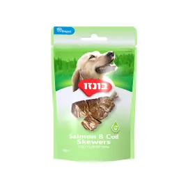 חטיף שיפודי סלמון ודג בקלה 80 גרם לכלבים בונזו / BONZO