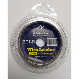 SKIPPER WIRE LEADER 30LB כבל פלדה + נועלי כבל 10מטר בגליל 