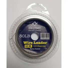 SKIPPER WIRE LEADER 30LB כבל פלדה + נועלי כבל 10מטר בגליל 