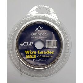 SKIPPER WIRE LEADER 40LB כבל פלדה + נועלי כבל 10מטר בגליל 
