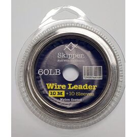 SKIPPER WIRE LEADER 60LB כבל פלדה + נועלי כבל 10מטר בגליל 