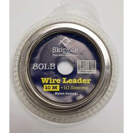 SKIPPER WIRE LEADER 80LB כבל פלדה + נועלי כבל 10מטר בגליל 