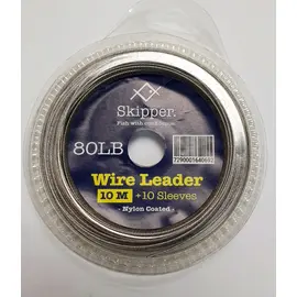 SKIPPER WIRE LEADER 80LB כבל פלדה + נועלי כבל 10מטר בגליל 