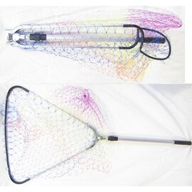 SKIPPER  LANDING NET - רשת הרמה טלסקופית ראש מתקפל (60*60) מאלומיניום 2.1 מ' טלסקופי 