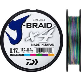 DAIWA J-BRAID 4 BRAID 150M MULTI COLOR P.E. #1 0.13MM - חוט 