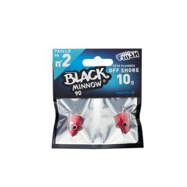 FIIISH BLACK MINNOW JIG HEAD NO.2 BM867 10G RED 