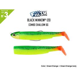 FIIISH BLACK MINNOW NO.3 SHALLOW 6G BM638 Green Orange 
