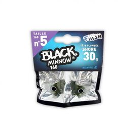 FIIISH BLACK MINNOW JIG HEAD NO.5 30G KAKI זוג 