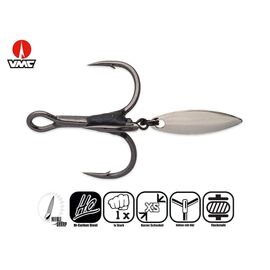 VMC 7548BD Bladed Flash Hybrid Treble Short Inline Hook SIZE 2 - קרס משולש עם טיזר מתכת 