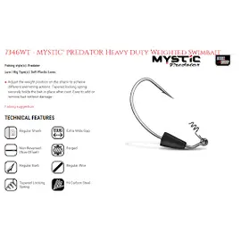 VMC 7346WT - MYSTIC® PREDATOR Heavy Duty Weighted Swimbait Hook Size 3/0 3.5g - קרס לסיליקון 