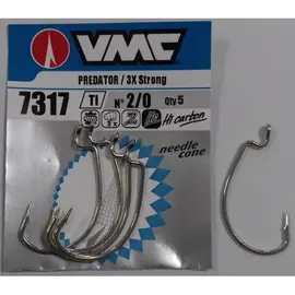 VMC 7317TI Predator Extra Strong Widegap Worm Hook 5Pcs. Size 2/0 - קרס 