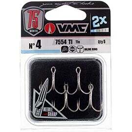 VMC® 7554 2x-Strong Inline Treble 5Pcs. Size 2 - קרס משולש 