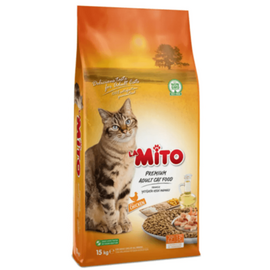 מיטו מזון לחתולים 15 ק''ג MITO | לב דוג