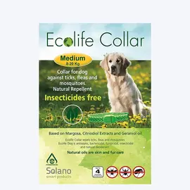 Ecolife קולר טבעי נגד פרעושים וקרציות לכלבים בינוניים – מידה M