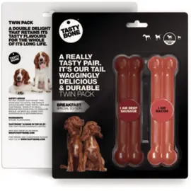 טעסטי בון – עצמות בקר ובייקון לכלבים (ניילון איכותי)