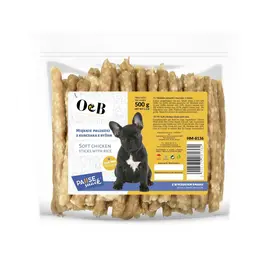O&B חטיף עוף רך עם אורז 500 גרם לכלבים - אריזת חיסכון