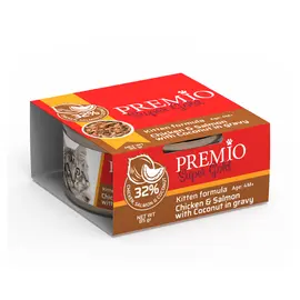 שימורי פרמיו גולד עוף, סלמון וקוקוס לחתולים 85 גרם