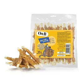 O&B חטיף מקלות עור עוף 500 גרם לכלבים - חבילה חסכונית