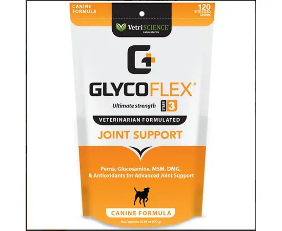 תוסף תזונה GlycoFlex 3 לכלבים – תמיכה במפרקים 120 לעיסות