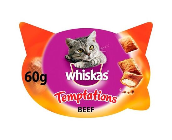 חטיף לחתול טמפטיישן בטעם בקר 60 גרם ויסקס / WHISKAS