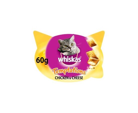 חטיף לחתול טמפטיישן עוף וגבינה 60 גרם ויסקס / WHISKAS