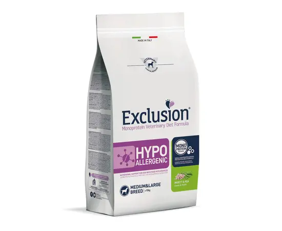 Exclusion Hypoallergenic לכלבים – חלבון מחרקים ואפונה 2 ק"ג