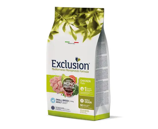 Exclusion נובל עוף לכלבים בוגרים מגזע קטן – 2 ק"ג, פורמולה מונו פרוטאין
