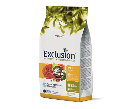 Exclusion נובל בקר לכלבים מגזע קטן – 2 ק"ג, מזון יבש מונופרוטאין