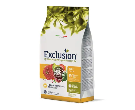 מזון Exclusion נובל בקר 3 ק"ג – לכלבים מגזע בינוני, מונופרוטאין איכותי