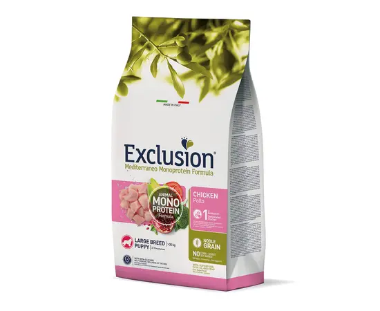 Exclusion נובל עוף לגורי כלבים מגזע גדול – 12 ק"ג