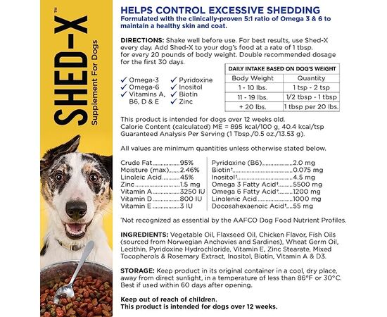 שדקס תוסף תזונה להפחתת נשירה לכלב 473 מ"ל, 3 image