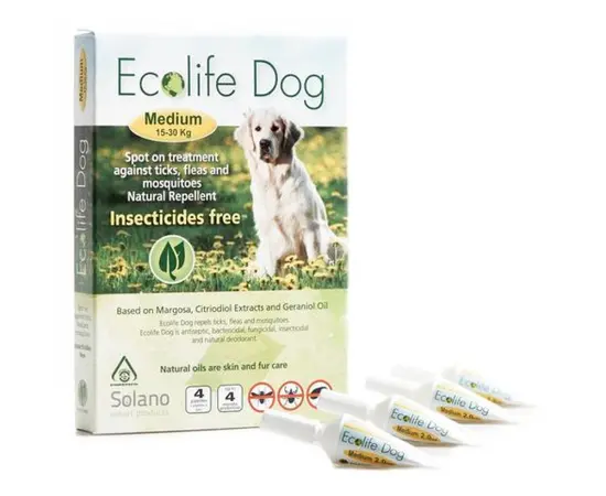 טיפות טבעיות לפרעושים לכלב בינוני – Solano Ecolife M