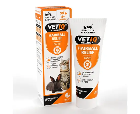 VetIQ ג'ל למניעת כדורי שיער לחתולים – 70 גרם שפופרת כתומה