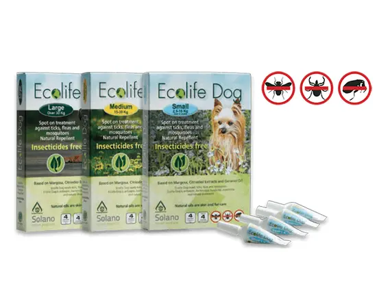 טיפות טבעיות לפרעושים לכלב בינוני – Solano Ecolife M