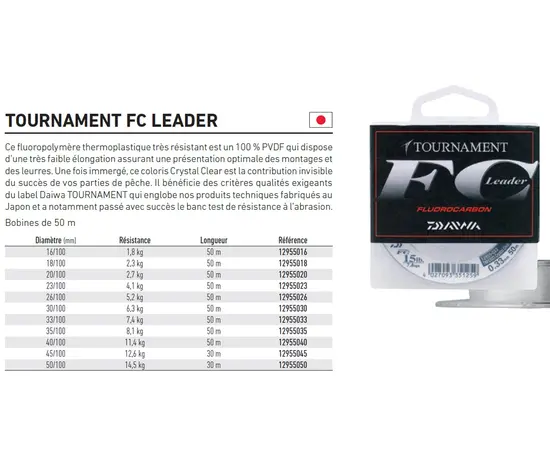 DAIWA TOURNAMENT FC FLUOROCARBON LEADER - חוט , 2 image