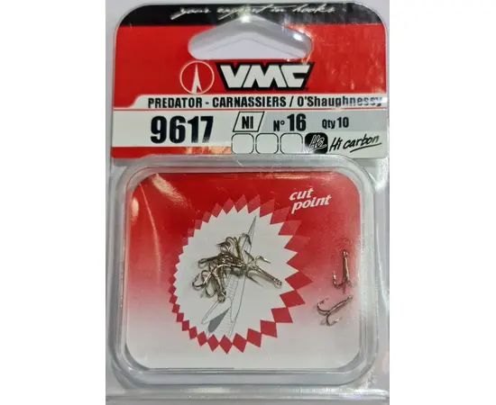 VMC 9617NI TREBLE HOOK SIZE 18 10PCS. - קרס משולשת ניקל 10 יח 
