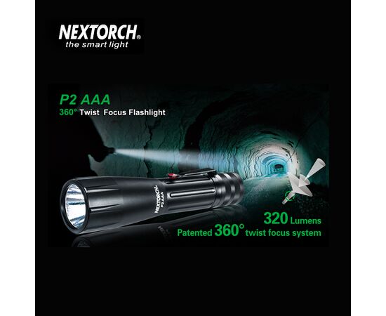 פנס-Nextorch Model P2 AAA 320 Lumens Adjustable Focusing Flashlight, 3 image