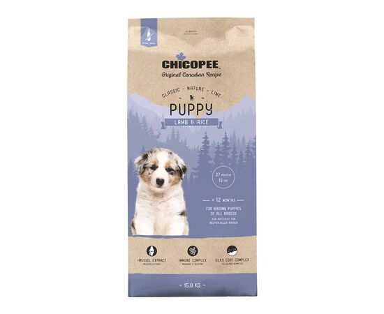 צ'יקופי Chicopee Classic Puppy כבש ואורז – מזון לגורי כלבים 15 ק"ג