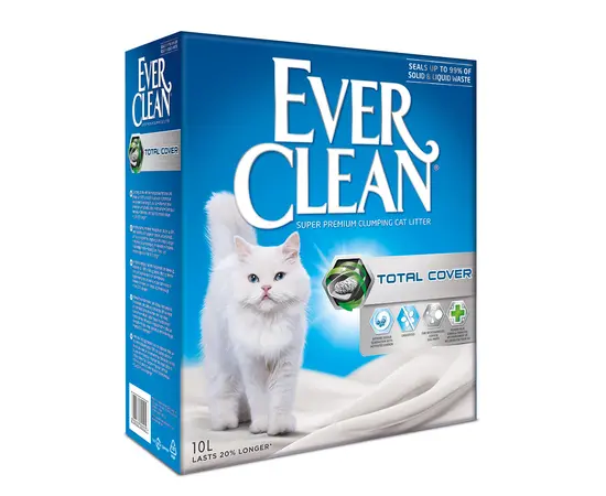 אברקלין Ever Clean Total Cover – חול מתגבש עם כיסוי מוחלט ונטרול ריחות | 10 ליטר