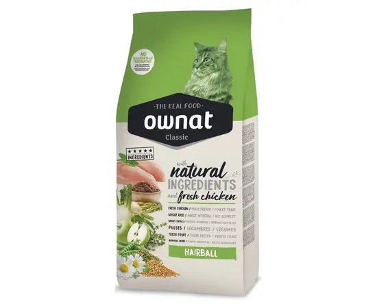 מזון יבש לחתולים Ownat Hairball – מסייע במניעת כדורי שיער 4 ק"ג